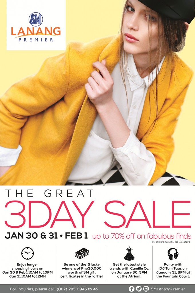 SM Lanang Premier poster 3 Day Sale January 30-31,2015