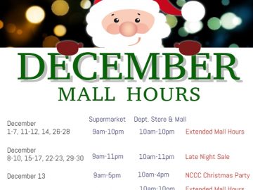 NCCC Mall Davao December 2017 holiday schedule mall hours
