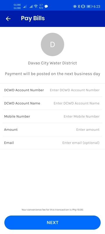 globe gcash pay bills DCWD Davao Water