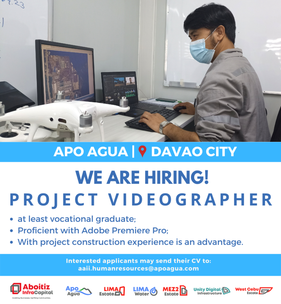 Job Hiring Opportunity - Project Videographer Apo Agua Davao