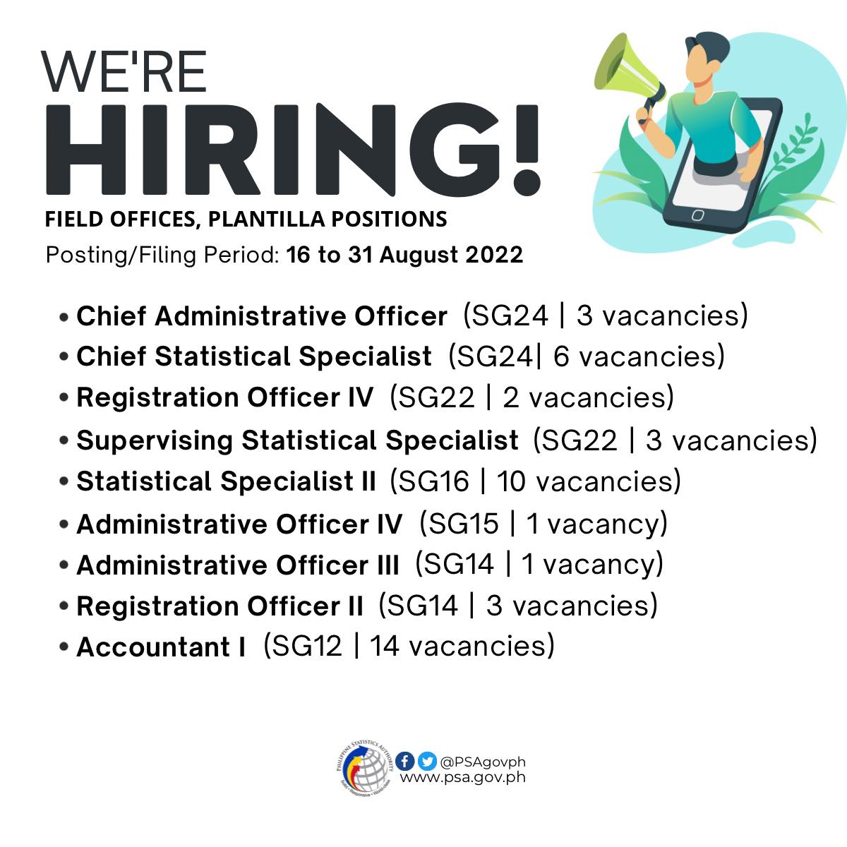 Job Hiring Various Positions Philippine Statistics Authority (PSA