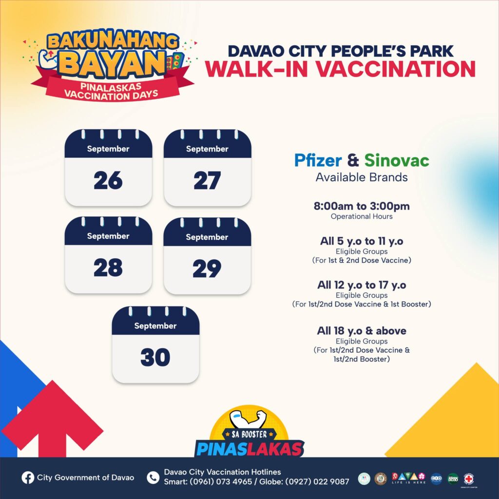 Bakunahang Bayan Pinas Lakas Special Vaccination People's Park September 26-30 2022 poster
