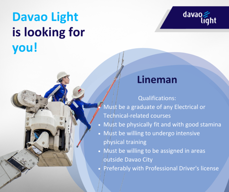 Job Hiring Lineman For Davao Light DAVAO LIFE job-hiring-lineman-for-davao-light-davao-life