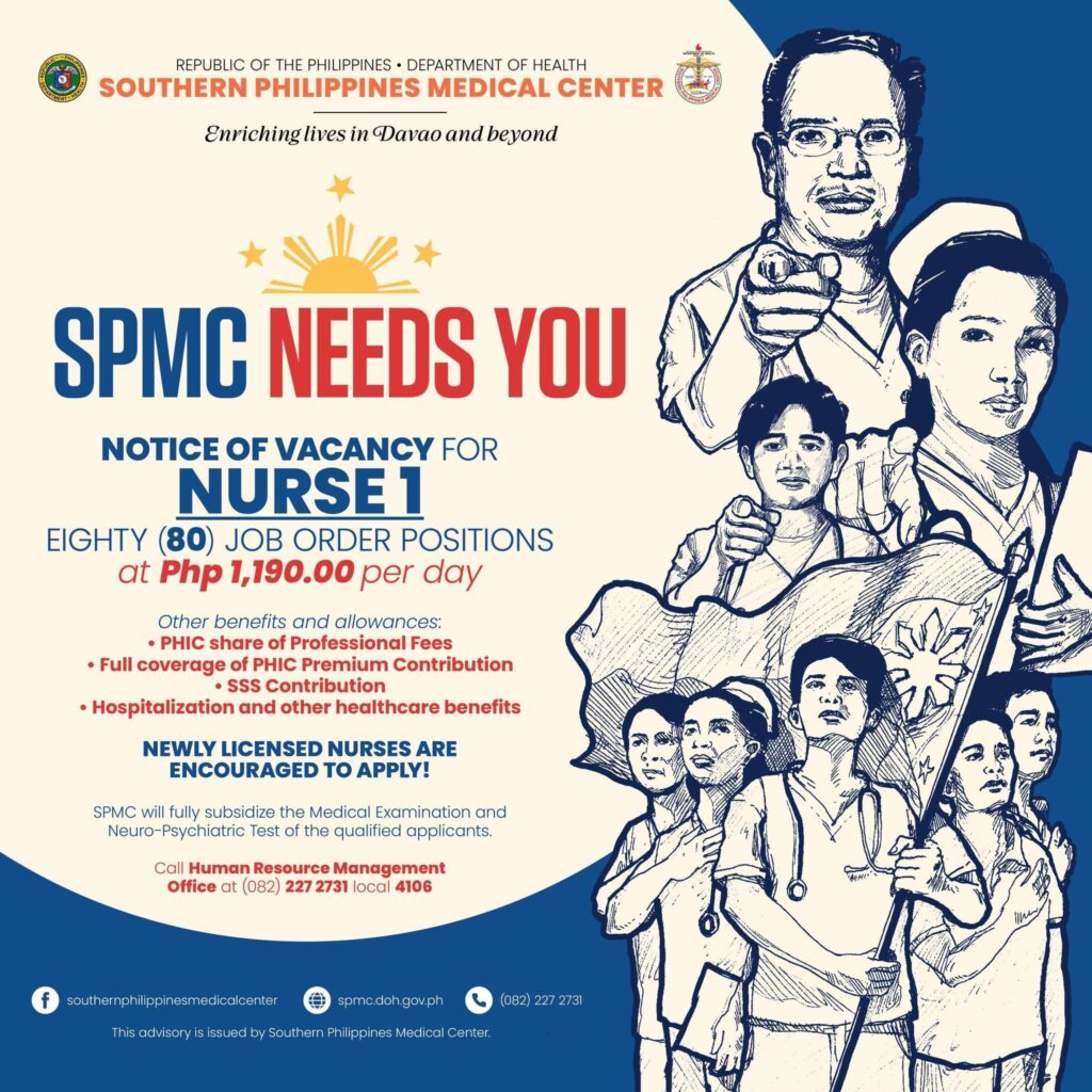 Davao Job hiring opportunity nurses for Southern Philippines Medical Center SPMC 