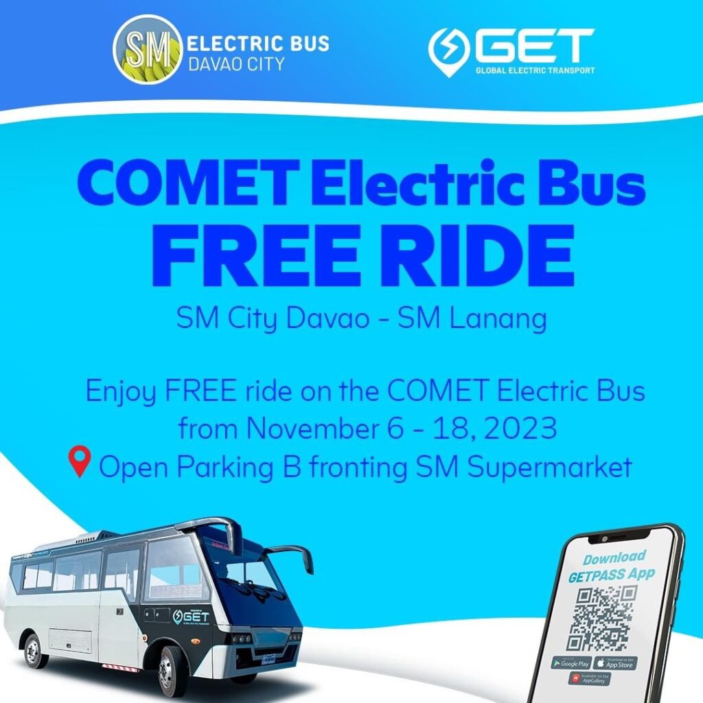 COMET Electric Bus FREE Ride from SM City Davao to SM Lanang Premier